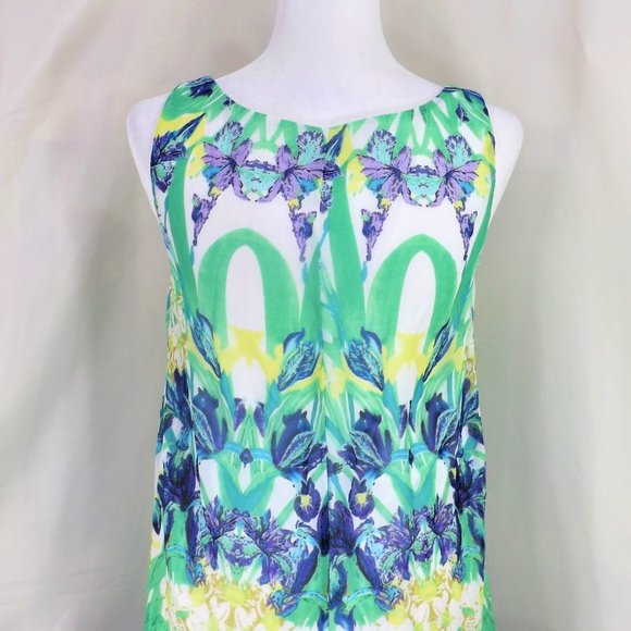 Betsey Johnson Exotic Design Print Sheer w Lining Semi-Fit Sleeveless Tank Top 4 - Picture 11 of 16